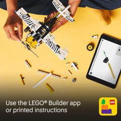 LEGO Technic Bush Plane Toy - Buildable Airplane Model with Spinning Propeller, 4-Cylinder Piston Engine, and More