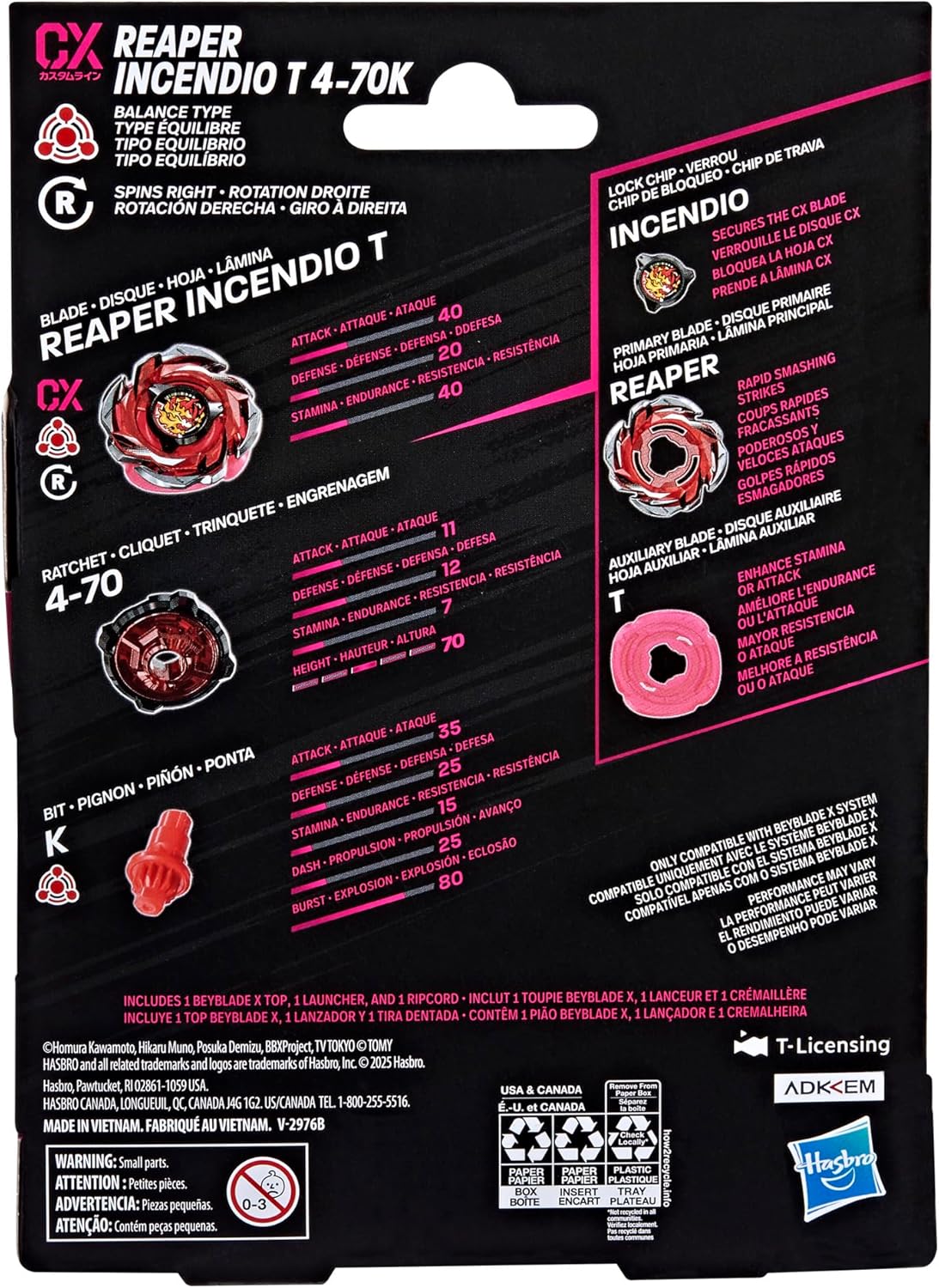 Beyblade X Reaper Incendio T 4-70K CX Starter Pack Set