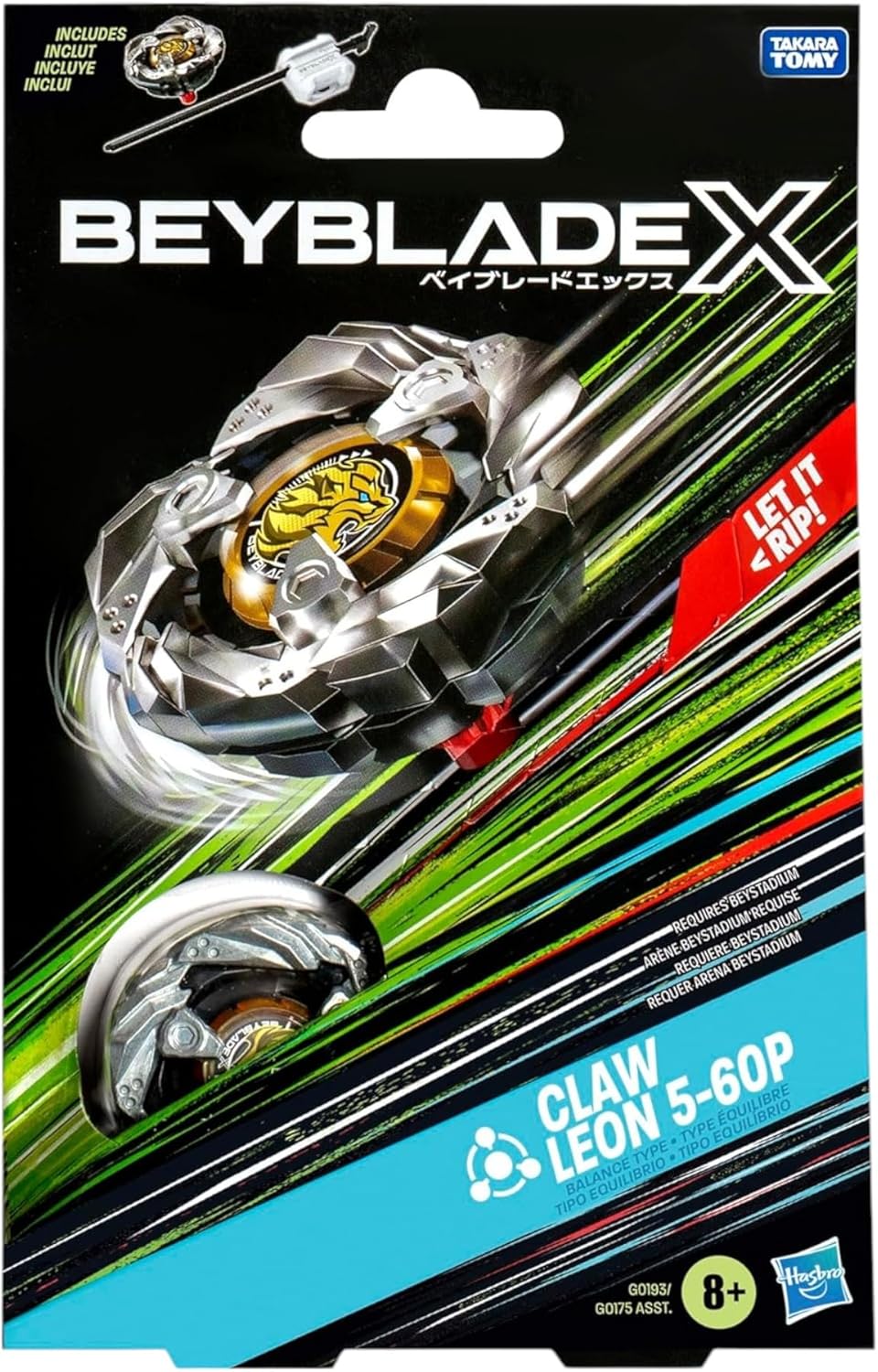 Beyblade X Claw Leon 5-60P Starter Pack Set with Balance Type Right-Spinning Top and Launcher