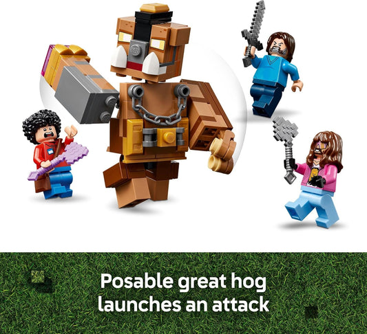 LEGO Minecraft Woodland Mansion Fighting Ring Includes Steve, Garrett, & Henry Minecraft Figures, Plus a Chicken Jockey & More