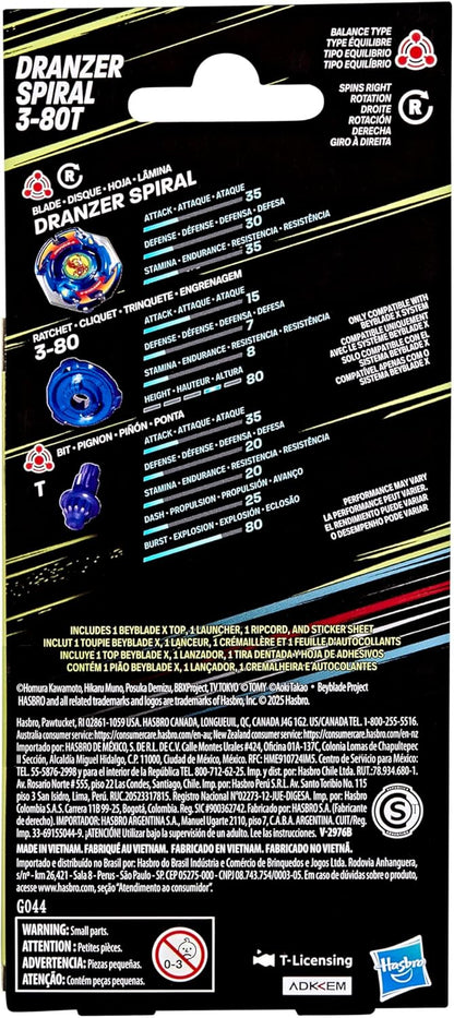 Beyblade X X-Over Project Dranzer Spiral 3-80T Starter Pack Set with Balance Type Top and Launcher