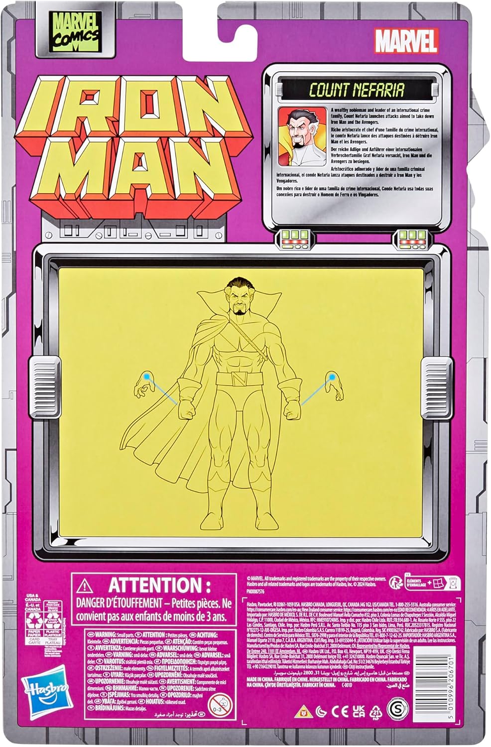 Marvel Legends Series Count Nefaria, Iron Man Comics Collectible 6-Inch Action Figure, Retro-Inspired Blister Card