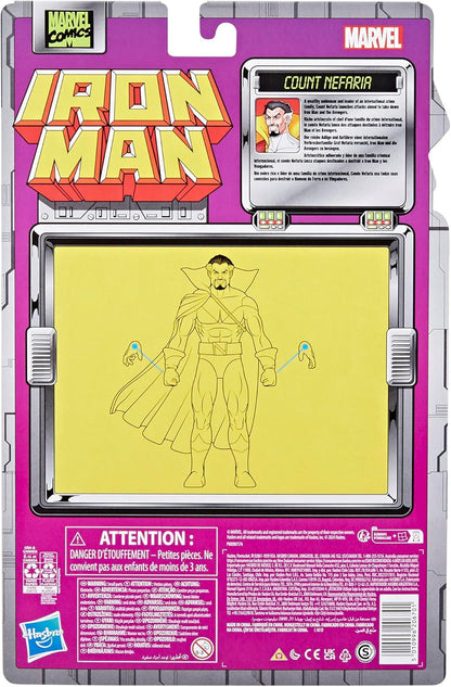 Marvel Legends Series Count Nefaria, Iron Man Comics Collectible 6-Inch Action Figure, Retro-Inspired Blister Card