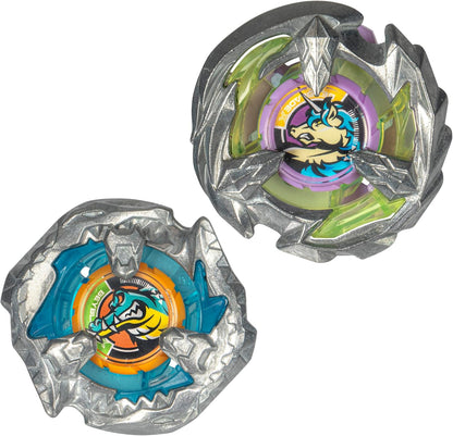 Beyblade X Bite Croc 3-60LF and Sting Unicorn 4-60P Dual Pack Set with 2 Right-Spinning Tops