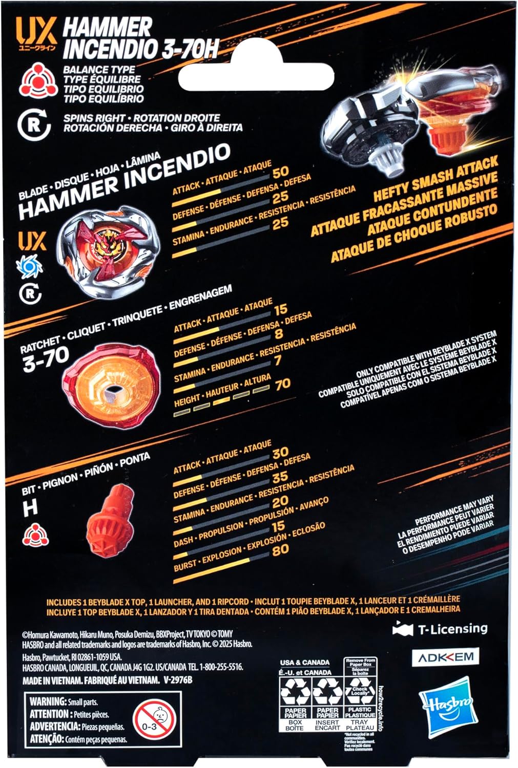 Beyblade X Hammer Incendio 3-70H UX Starter Pack Set