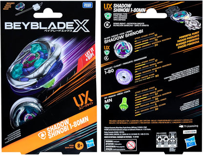 Beyblade X Shadow Shinobi 1-80MN UX Starter Pack Set with Defense Type Top and Launcher