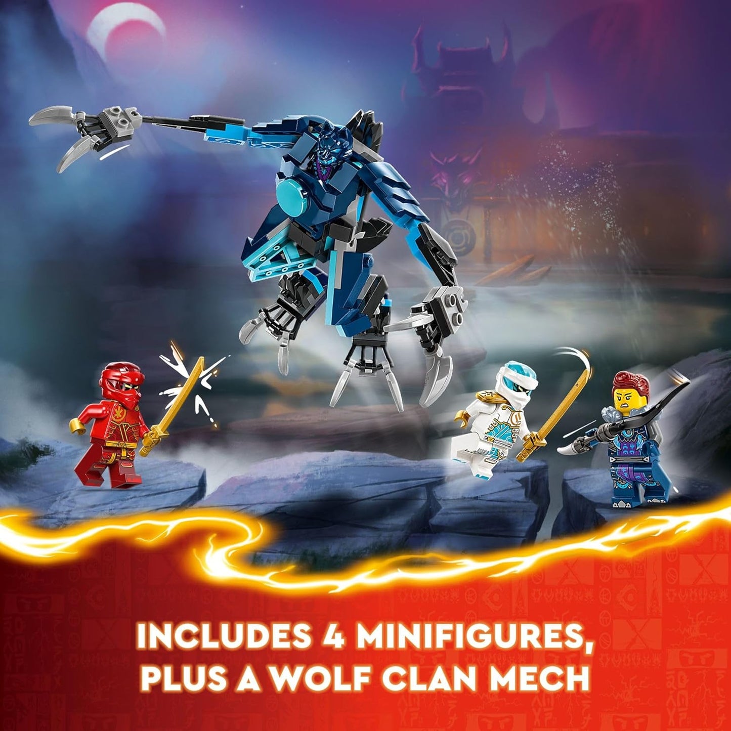 LEGO NINJAGO Kai’s Elemental Fire Mech 71808 – Ninja Action Figure Toy with Kai & Zane Minifigures – Customizable Mech Set