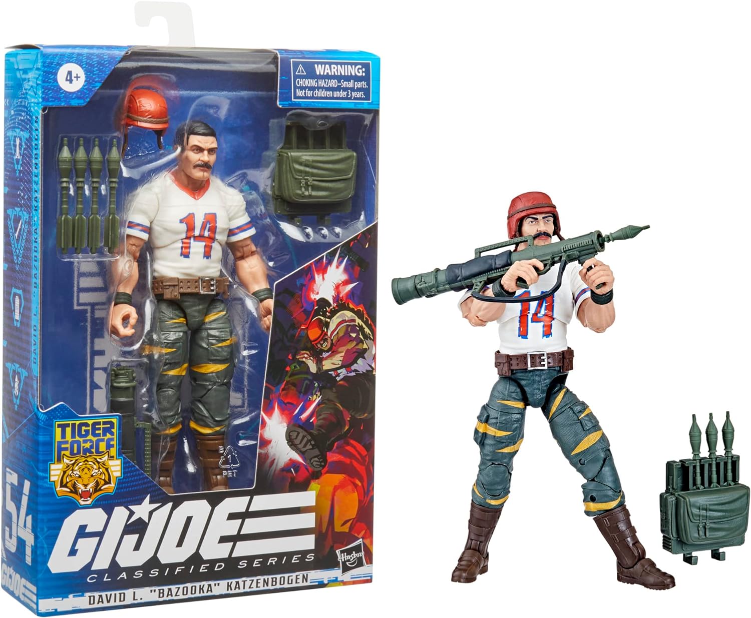 G.I. Joe Classified Series Figure, 6" Figure with Accessories - Tiger Force David L. Bazooka Katzenbogen - F4756 - Hasbro