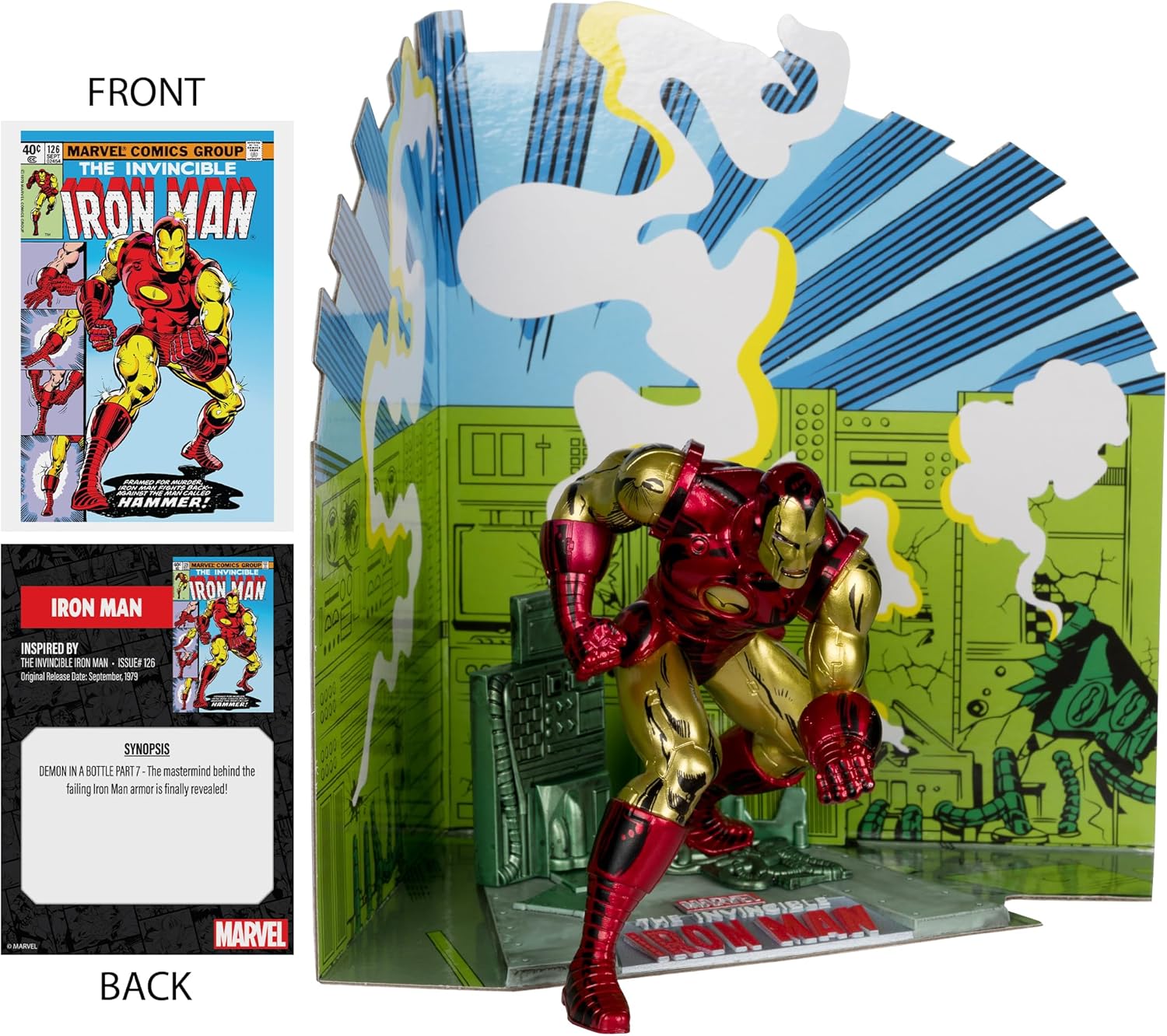 McFarlane Toys - Marvel Iron Man 1:10th Scale Posed Figure with Scene (The Invincible Iron Man #126)