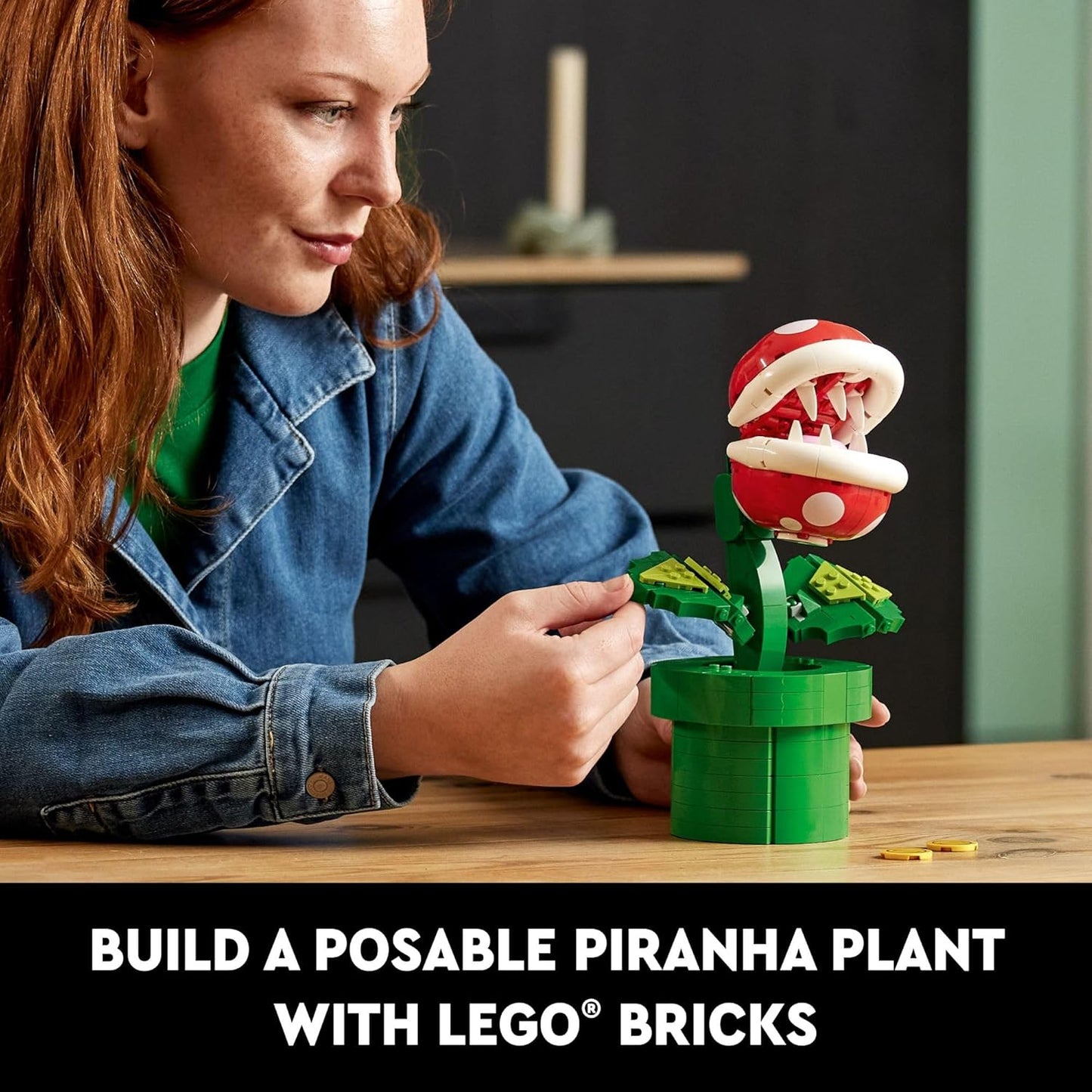 LEGO Super Mario Piranha Plant, Build and Display Authentically Detailed Posable Figure