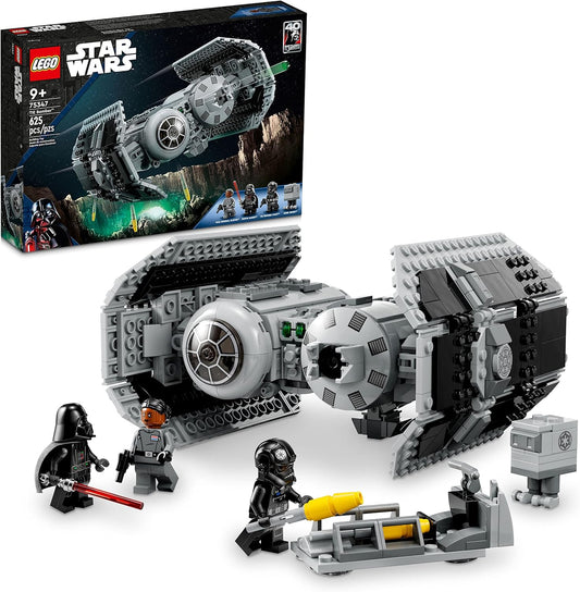 LEGO Star Wars TIE Bomber Model Building Kit Starfighter with Gonk Droid Figure, Darth Vader Minifigure and Lightsaber