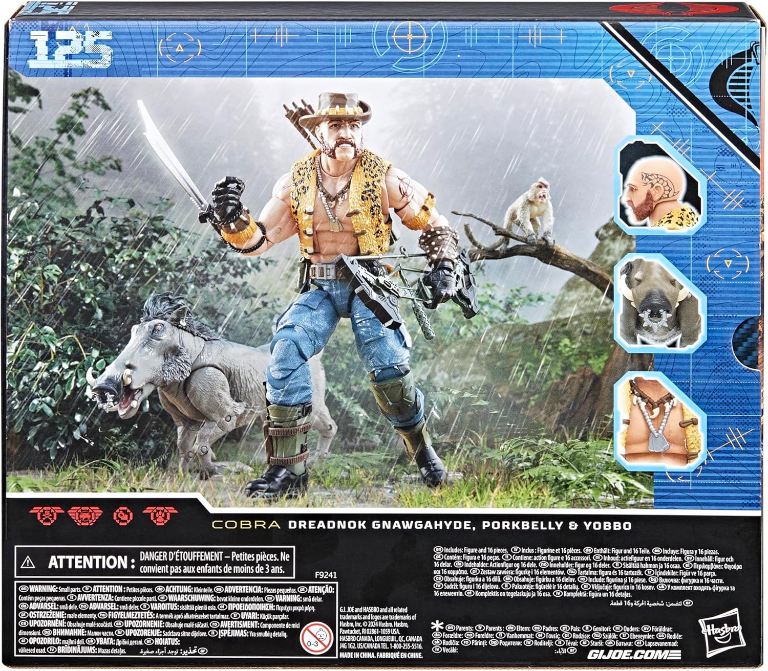 G.I. Joe Classified Series #125, Dreadnok Gnawgahyde and Pets Porkbelly & Yobbo, Collectible 6-Inch Action Figure with 16 Accessories