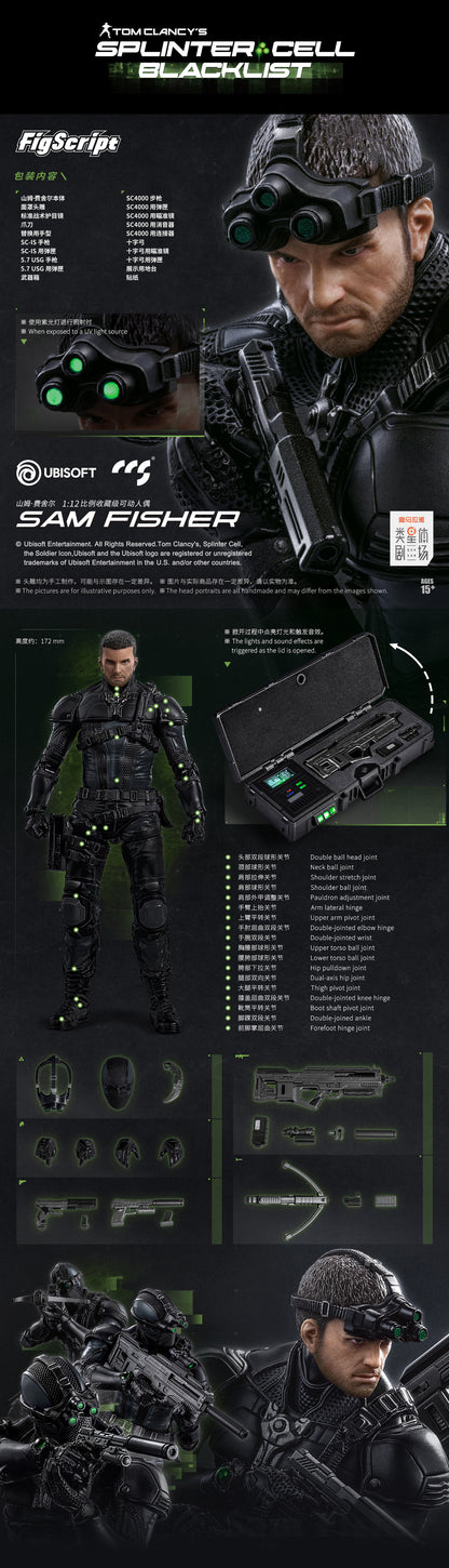 Tom Clancy’s Splinter Cell: Blacklist FigScript Sam Fisher 1/12 Scale Action Figure