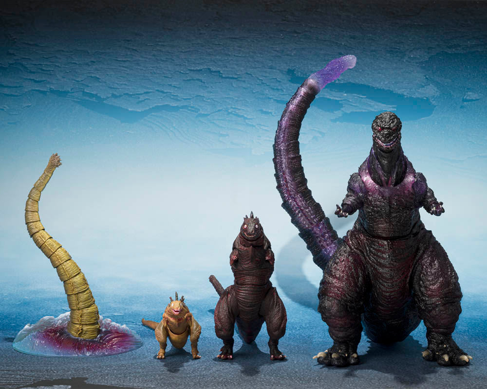 Godzilla 2016 The Second Form, Third Form, and Giant Unidentified Creature S.H.MonsterArts Action Figure Set
