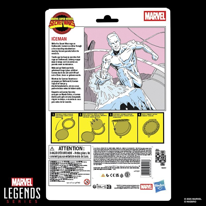 Marvel Legends Series Ice-Man Retro Comics Secret Wars 6 Inch Action Figure with Shield