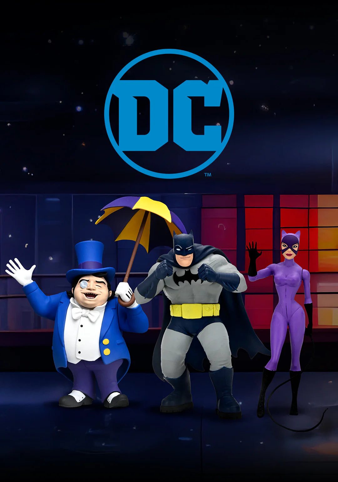 DC Comics (Classic Comics) - Toony Classics Series 2 Action Figure Bundle (Batman, Catwoman, Penguin)