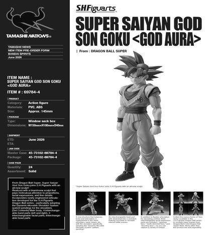 Dragon Ball Super Saiyan God Son Goku God Aura S.H.Figuarts Action Figure