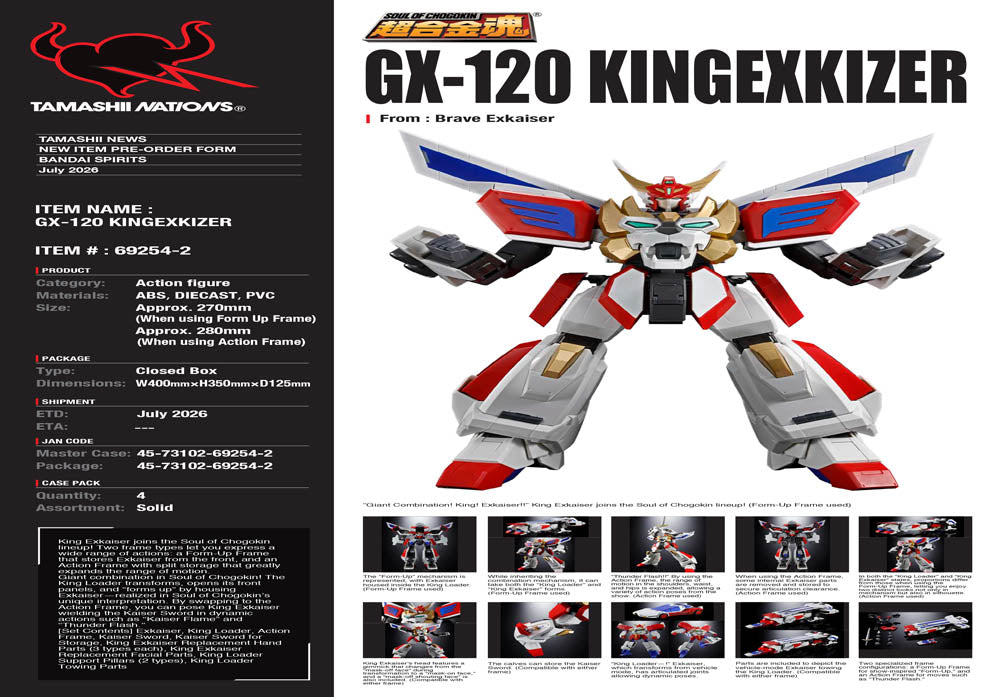 The Brave Fighter Exkizer GX-120 Kingexkizer Soul of Chogokin Action Figure