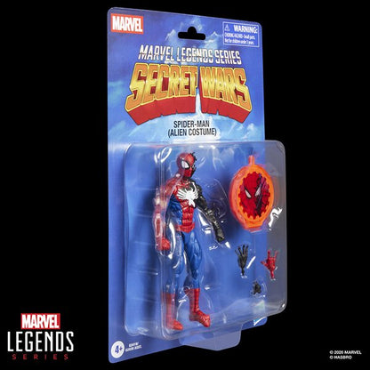 Marvel Legends Series Spider-Man (Alien Costume) Retro Comics Secret Wars 6 Inch Action Figure with Shield