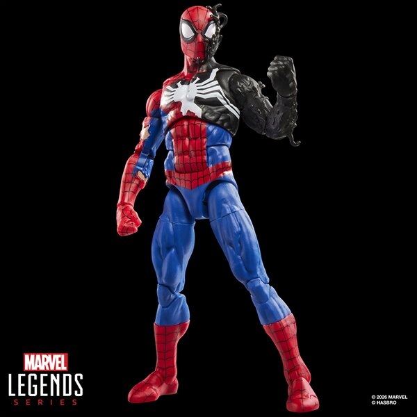 Marvel Legends Series Spider-Man (Alien Costume) Retro Comics Secret Wars 6 Inch Action Figure with Shield