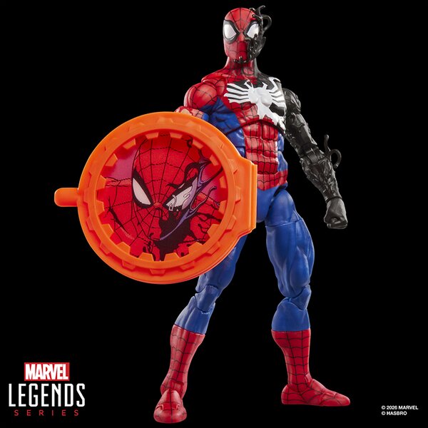 Marvel Legends Series Spider-Man (Alien Costume) Retro Comics Secret Wars 6 Inch Action Figure with Shield
