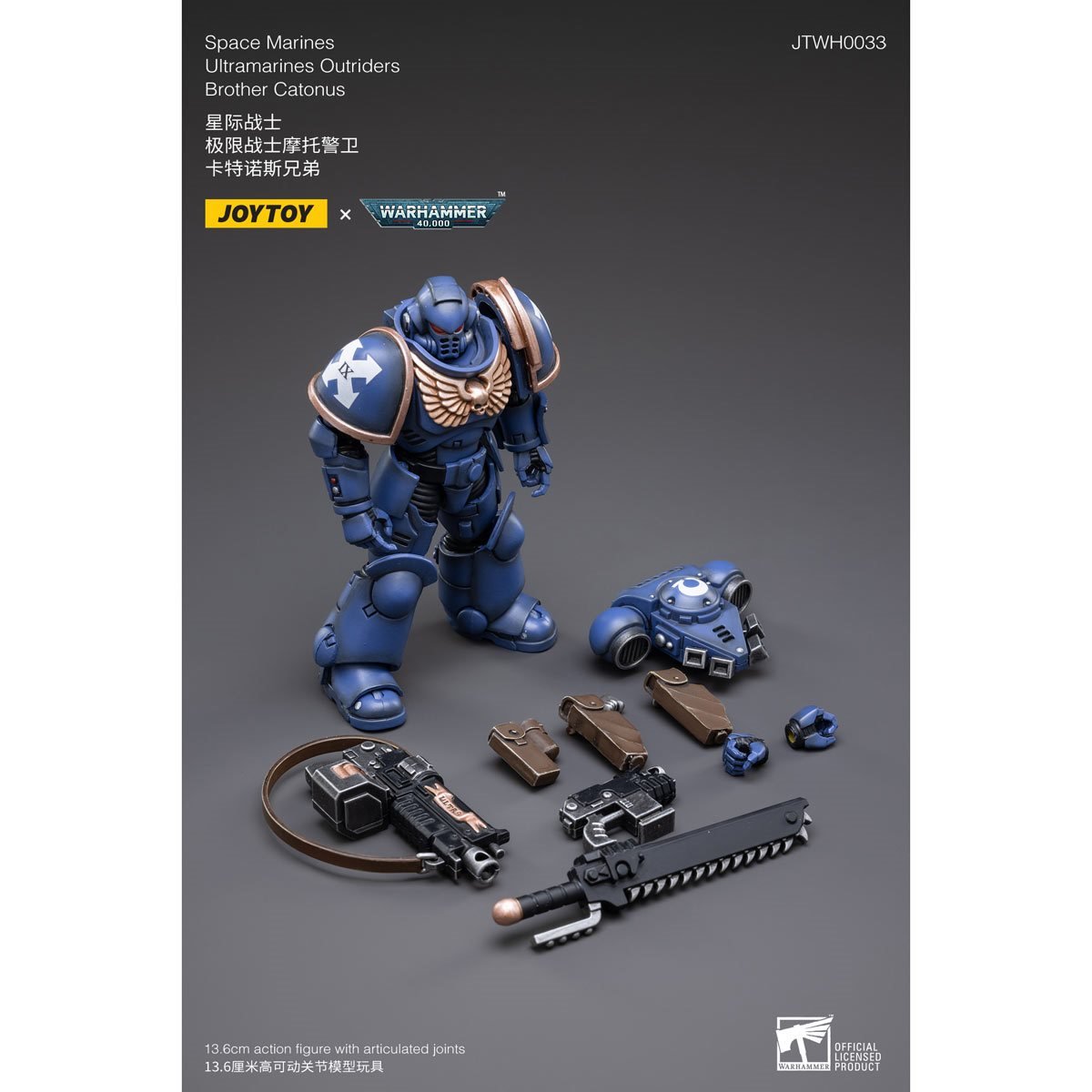 Warhammer 40,000 Space Marines Ultramarines Outriders Brother Catonus 1:18 Scale Action Figure
