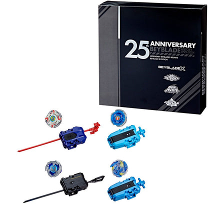 Beyblade X 25th Anniversary Set – 4 Launchers & 4 Attack Type Tops with X-Celerator Gear System