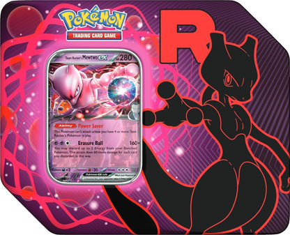 Pokémon TCG: Team Rocket Tin (Mewtwo ex, Nidoking ex, or Persian ex) – Styles May Vary